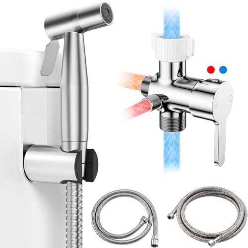Arofa Hot and Cold Bidet Sprayer for Toilet, Warm Water Bidet Attachment - color: Stainless Steel(Hot&Cold), size: 1 Pack