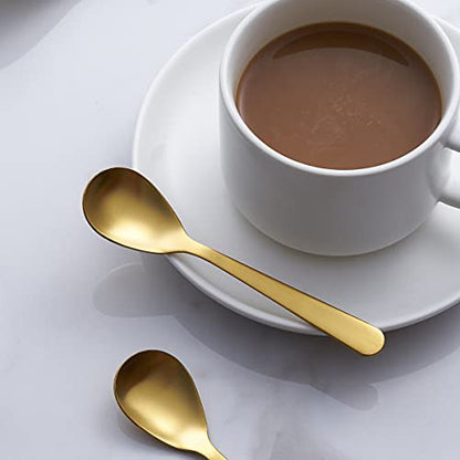 Matte Gold Demitasse Espresso Spoons, Stainless Steel Satin Finish Coffee Spoons, Mini Teaspoons, Sugar Spoons, 4.7-inch, Set of 6, 6-PIECE - color: Gold
