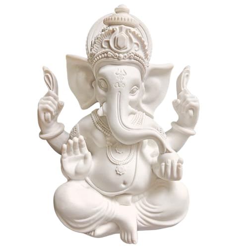 Indian God Lord Ganesha Statue,Hindu Elephant Statue Ganpati Idol Buddha Sculptures,Hindu Gift,Home Temple Mandir Meditation Yoga Room Decor 7.87"(Sand White) - color: Sand White, size: 7.87"
