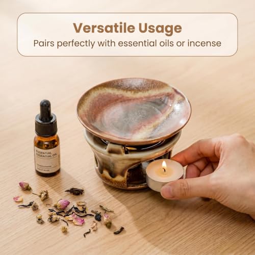 Ceramic Herbal Burner Set, high-Temperature Aromatherapy Burner Set - color: Terracotta