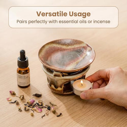 Ceramic Herbal Burner Set, high-Temperature Aromatherapy Burner Set - color: Terracotta