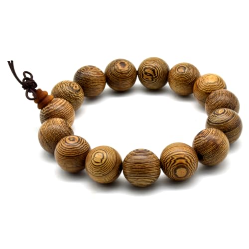 Zen Dear Unisex Natural Wenge Wood Mala Prayer Beads Necklace Bracelet Beads Meditation Buddhist Japa Rosary Mala Bead Yoga - style: 15mm 15 beads