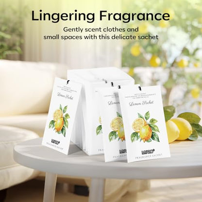MYARO 12 Pack Lemon Scented Sachets, Closet Deodorizer Car Air Freshener - color: Lemon, size: 12 Packs