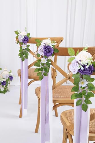 10 Purple Wedding Aisle Decorations - color: Purple