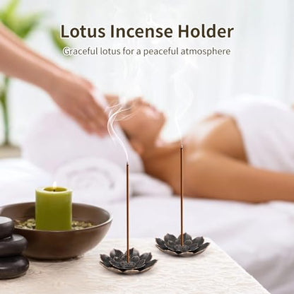 30 Pcs Lotus Incense Holder, 6cm/2.4inch Incense Sticks Burner, Double-Layer Copper Incense Holder Multi-Hole for Small Sticks, Cones, Incense Holders for Home Yoga SPA, Red Bronze
