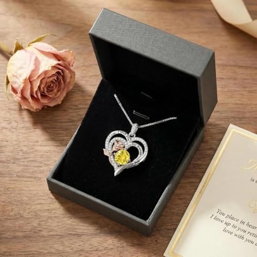 Birthstone Heart Necklaces Jewelry Gifts for Women - color: 11-Nov-Birthstone
