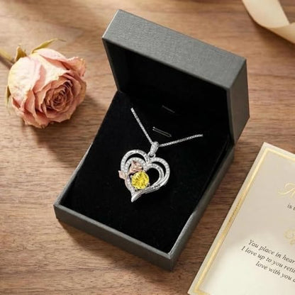 Birthstone Heart Necklaces Jewelry Gifts for Women - color: 11-Nov-Birthstone