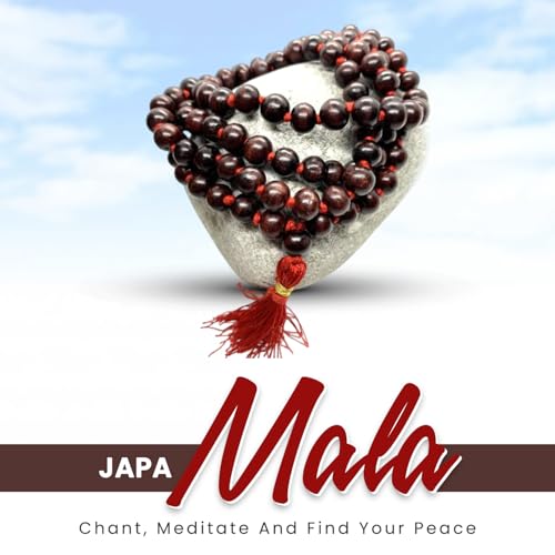 Japa Mala 108 + 1 Hand Knotted Meditation Rosary Natural Red Wood Rosewood Prayer Beads | Finger Counter for Pooja, Yoga, Original Buddhist Rosary