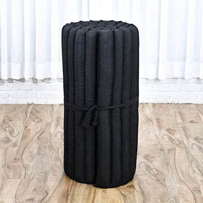 Leewadee Thai Roll Mat 75 x 28 inches Kapok Firm - color: Cl02 - Black, size: M: 75x28"