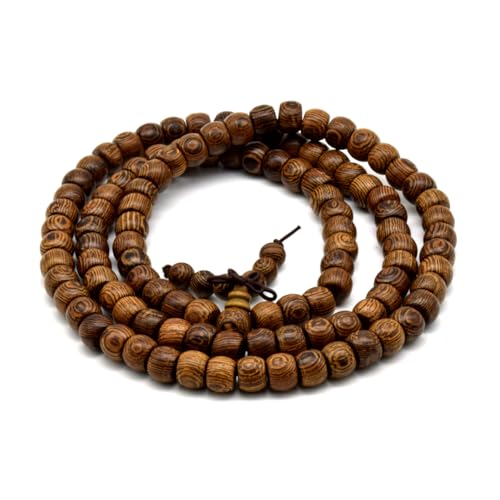 Zen Dear Unisex Natural Wenge Wood Mala Prayer Beads Necklace Bracelet Beads Meditation Buddhist Japa Rosary Mala Bead Yoga - style: 8mm X 10mm 108 beads