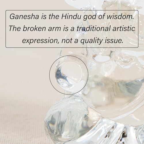 ZenBless Ganesha Hindu Quartz White Gemstone Ganesh Statue Success and Good Luck God Crystal Sculpture for Car Dashboard/Home/Office Decor Ganesh Chaturthi