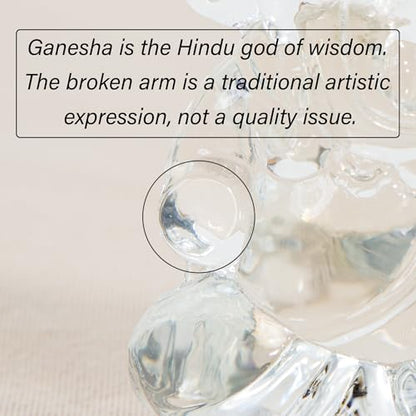 ZenBless Ganesha Hindu Quartz White Gemstone Ganesh Statue Success and Good Luck God Crystal Sculpture for Car Dashboard/Home/Office Decor Ganesh Chaturthi