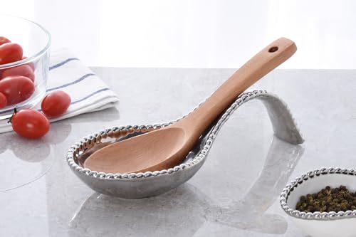 Pampa Bay Golden Salerno Titanium-Plated Porcelain Spoon Rest (Silver) - color: Silver