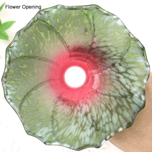Bieye LS68 Lily Flower Blown Glass Lampshade (Red Green, Opening I.D. 1.26" x O.D. 1.5") - color: Red Green, size: Large I.D. 1.26" x O.D. 1.5"