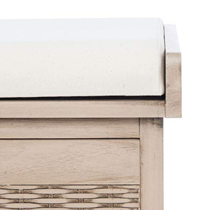 Safavieh Home Collection Landers Sand 2-Drawer/Cushion Storage Bench (Fully Assembled) BCH5702D - color: Sand
