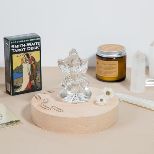 ZenBless Ganesha Hindu Quartz White Gemstone Ganesh Statue Success and Good Luck God Crystal Sculpture for Car Dashboard/Home/Office Decor Ganesh Chaturthi