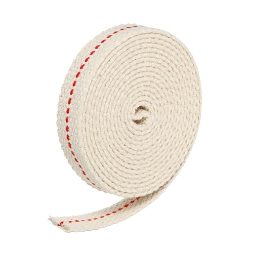 MECCANIXITY Oil Lamp Wick 13mm(1/2") Flat Wide 16.4 Foot Cotton Lanterns Wick with Red Stitch for Kerosene Burner Lighting, 1 Roll - color: Red, size: 13mm(1/2")