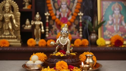 Ladoo Gopal Brass Murti | 2.25 Inches Small Bal Krishna Idol in Solid Brass | Handcrafted Baby Gopal Statue for Home Mandir, Puja Room, Gifting & Janmashtami - size: Ladoo Gopal-S