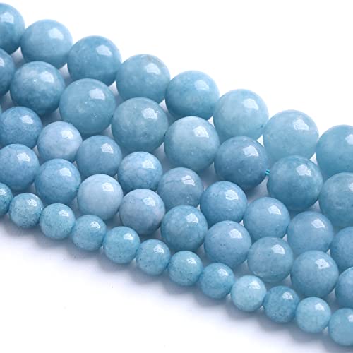 8MM 46PCS Blue Aquamarine Jade Loose Beads for Jewelry Making DIY Bracelet - color: Aquamarine Jade, size: 8mm