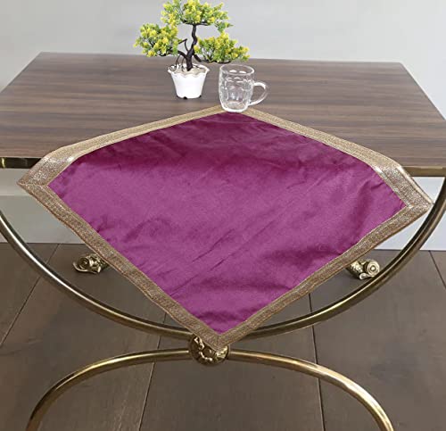 Indian Consigners Purple Wine Velvet Cloth with Golden Shinny Border, Aasan, Alter, Altar, Tarot Table Cloth Holy Square Tablecloth