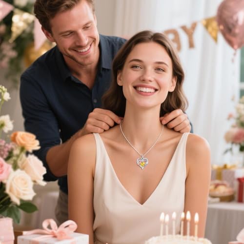 Birthstone Heart Necklaces Jewelry Gifts for Women - color: 11-Nov-Birthstone