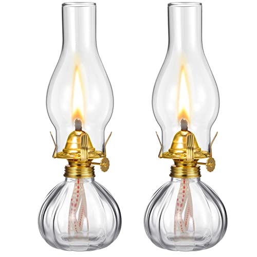 Hortsun 2 Pieces Vintage Glass Kerosene Lamp Tabletop Lantern,Retro Style - style: Retro Style