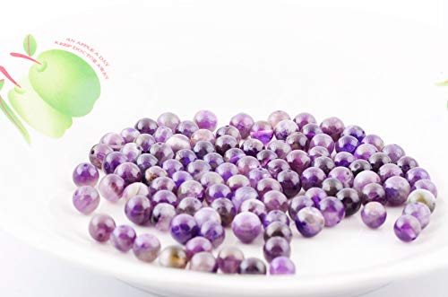 Natural Stone Beads 100pcs 10mm Amethyst Round Genuine Real Stone Beading Loose Gemstone Hole Size 1mm DIY Smooth Beads for Bracelet Necklace Earrings Jewelry Making (Amethyst, 10mm) - color: Amethyst Purple, size: 10mm