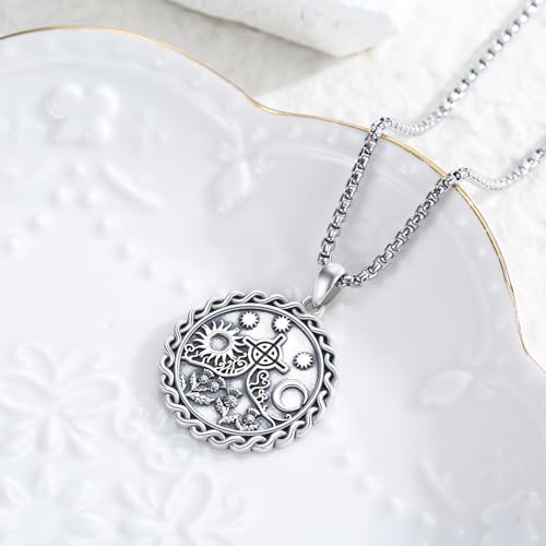 Coexist Necklace 925 Sterling Silver Yin Yang/Star of David Pendant World Religions Harmony Necklace Religion Jewelry Gift for Men - style: Scottish Thistle