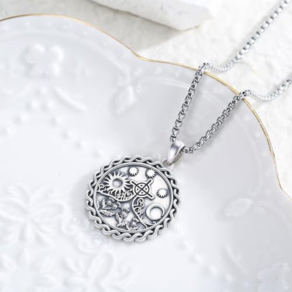 Coexist Necklace 925 Sterling Silver Yin Yang/Star of David Pendant World Religions Harmony Necklace Religion Jewelry Gift for Men - style: Scottish Thistle