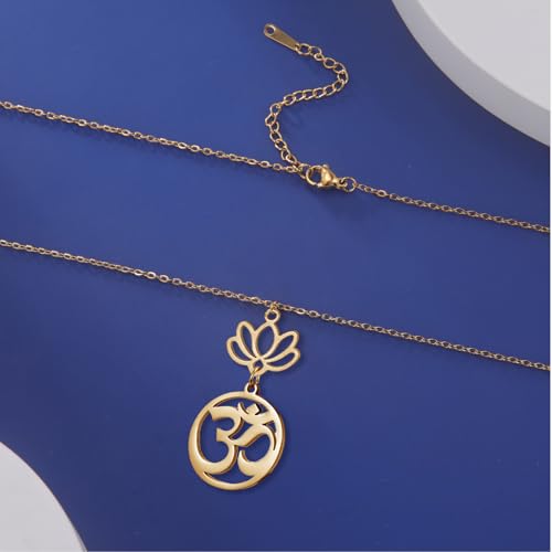 Women OM Necklace Indian Yoga Aum Om Ohm Pendant Necklace Stainless Steel Hindu Meditation Charm Sanskrit Symbol Spiritual Amulet Jewelry for Women Men - color: G-2pcs pendant