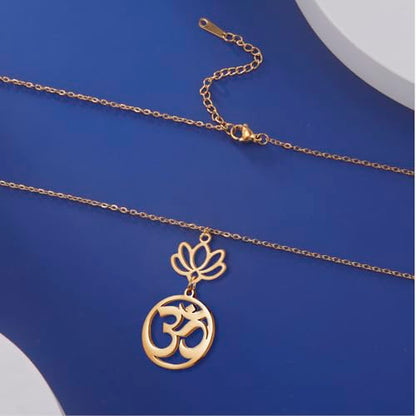 Women OM Necklace Indian Yoga Aum Om Ohm Pendant Necklace Stainless Steel Hindu Meditation Charm Sanskrit Symbol Spiritual Amulet Jewelry for Women Men - color: G-2pcs pendant