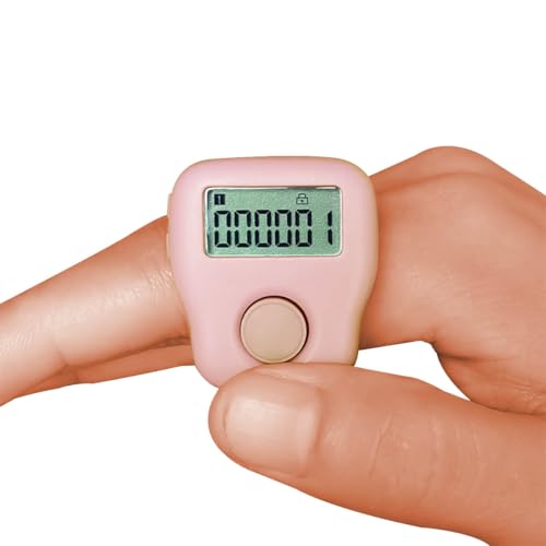 Rechargeable Silent Finger Counter 6 Channels Digital Tasbih Tally Clicker with LED for Prayer Knitting Sports Gift - color: Pink