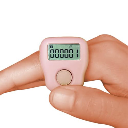 Rechargeable Silent Finger Counter 6 Channels Digital Tasbih Tally Clicker with LED for Prayer Knitting Sports Gift - color: Pink