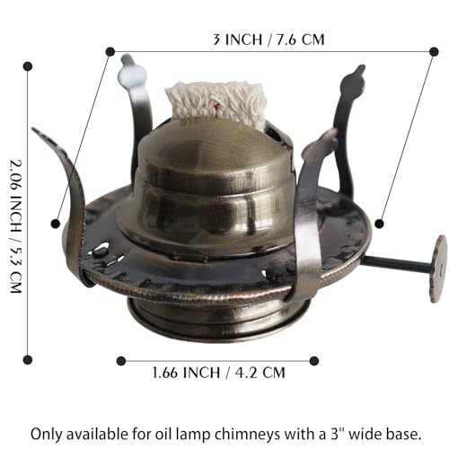 2Pcs Oil Lamp Burner #2 Size Bronze Plated for Antique Lamps Oil Lamp Replacement Kerosene Lamps Parts with Reduction Collar and Cotton Lamp Wick Fits Holds a 3 Inch Base Chimney - color: Green Bronze/2 Pk