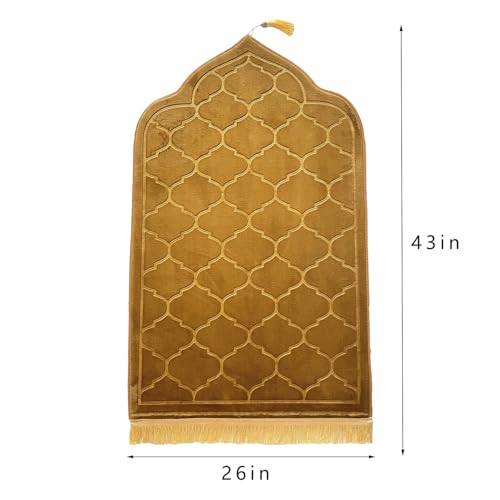 JE JOUE Prayer Rug Muslim Mat Islamic - Thickening Sponge Muslim Rug for Men Women Eid Travel Ramadan, Soft Luxury Great for Knees and Forehead （Champagne） - color: Champagne