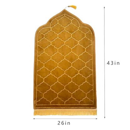 JE JOUE Prayer Rug Muslim Mat Islamic - Thickening Sponge Muslim Rug for Men Women Eid Travel Ramadan, Soft Luxury Great for Knees and Forehead （Champagne） - color: Champagne