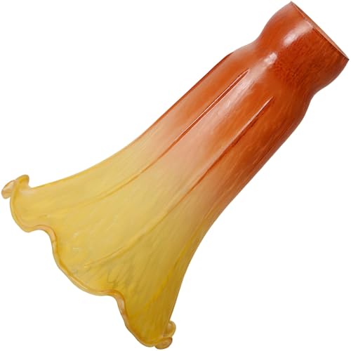 Bieye LS25 Lily Flower Blown Glass Lampshade (Orange Yellow, Opening I.D. 1.26" x O.D. 1.5") - color: Orange Yellow, size: Large I.D. 1.26" x O.D. 1.5"