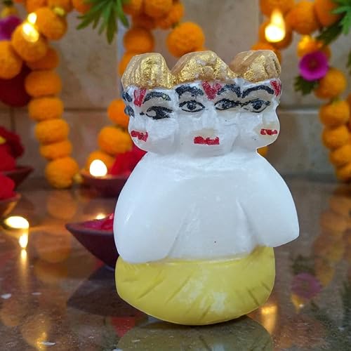 Marble Lord Kartikeya Idol 2 Inch 50 Gram | Handcrafted White Marble Murugan Statue with Hand-Painted Details for Puja, Home Temple, Meditation & Spiritual Décor | Religious Gift for Devotees