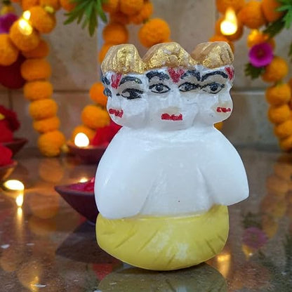 Marble Lord Kartikeya Idol 2 Inch 50 Gram | Handcrafted White Marble Murugan Statue with Hand-Painted Details for Puja, Home Temple, Meditation & Spiritual Décor | Religious Gift for Devotees