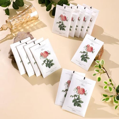 MYARO 12 Pack Rose Scented Sachets, Closet Deodorizer Car Air Freshener - color: Rose, size: 12 Packs