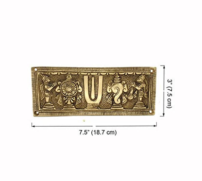 Two Moustaches Brass Shankh Chakra Namah with Hanuman and Garuda Wall Hanging, Antique White, Standard, Pack Of 1