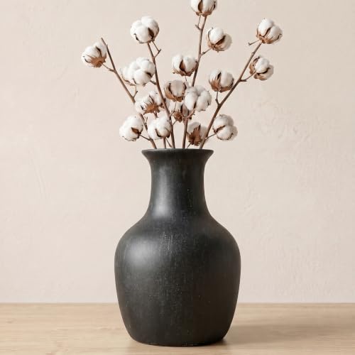 Large Black with Silver Ceramic Vase, Height 10.2 inches, Decorative Vase - color: 10.2"h-vintage Black