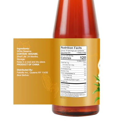 Soeos Sesame Oil, Toasted Sesame Seed Oil, 8.45 Fl Oz (250 ml) Pack of 2, Total 500 ml, Nutty Flavor, Perfect for Asian Food, Noodles, Soup, Baking, and Stir-Fry - size: 8.45 Fl Oz (Pack of 2)