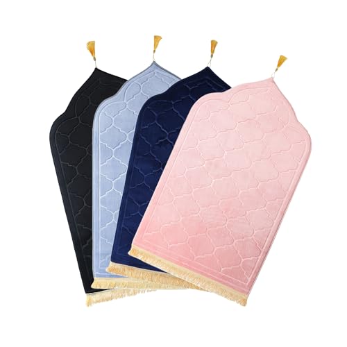 JE JOUE Prayer Rug Muslim Mat Islamic - Thickening Sponge Muslim Rug for Men Women Eid Travel Ramadan, Soft Luxury Great for Knees and Forehead （Blue） - color: Blue