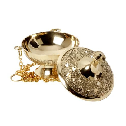 Brass Incense Burner Hanging Incense Censer/Charcoal Incense Holder with Chain Size:4"