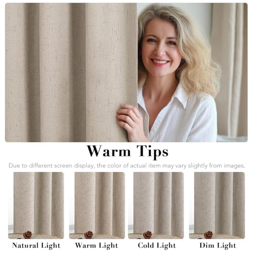 H.VERSAILTEX 100% Blackout Linen Curtains 90" L 2 Panels Cobblestone - color: Cobblestone, size: 52"W x 90"L (Pack of 2)