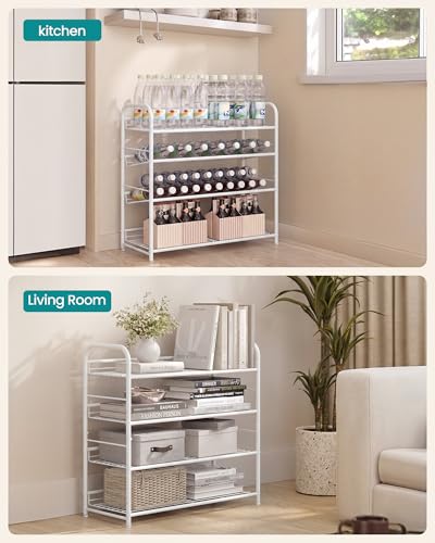 SONGMICS 4-Tier Stackable Metal Shoe Rack, Holds Up to 16 Pairs of Shoes - color: White, size: 4 Tiers (27"W)