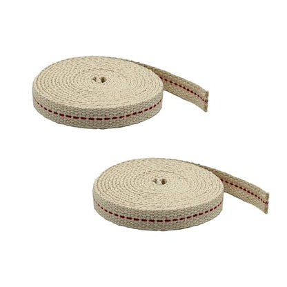 Light of Mine - 3/8" Inch 6' Foot, 100% Cotton Flat Wick - 2 Pack, for Paraffin Oil, Kerosene Based Lanterns, and Oil Lamps with Genuine Red Stitch (3/8" - 6' Roll, 2 Pack) - size: 3/8" 6 foot - 2 Pack