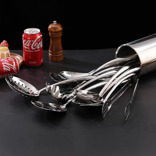 18/10 Stainless Steel Kitchen Utensils Set with Holder for Countertop - color: 12-Pieces