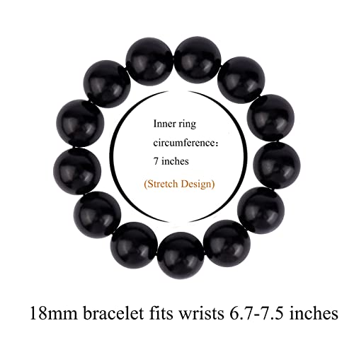 Prayer Bead bracelet Mala Beaded Bracelets for Men Women 12/15MM … - color: 18mm 13 beads ebony